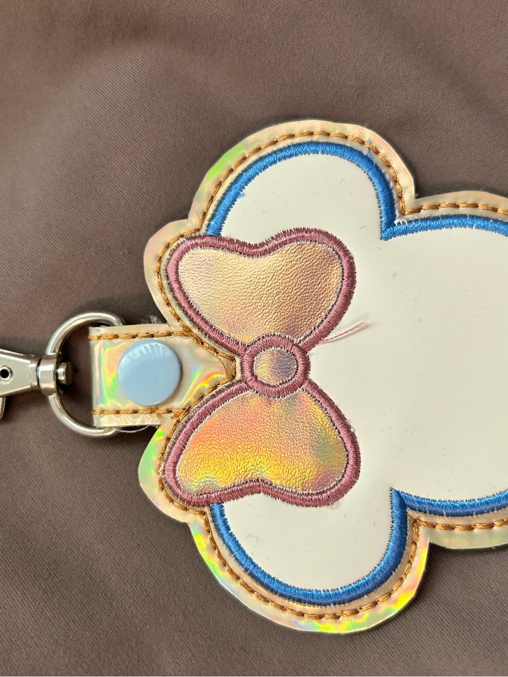 Disney White Key & Card Holder with Iridescent Pink Bow Accent